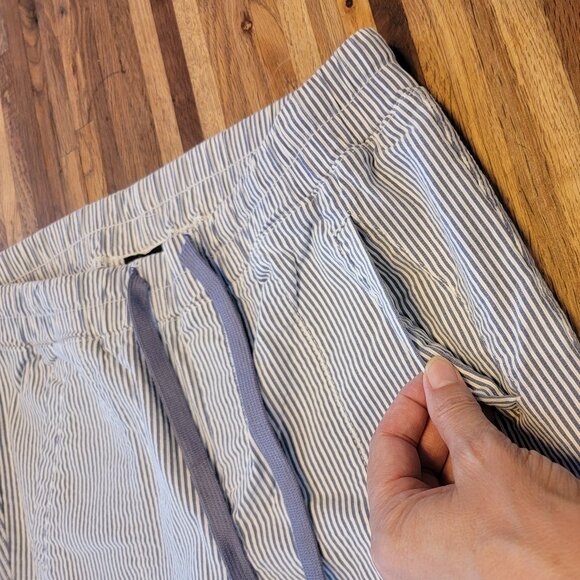 Shinestar Blue/White Stripe Seersucker Elastic Waist Drawstring Summer Slacks/Pa - Picture 4 of 11